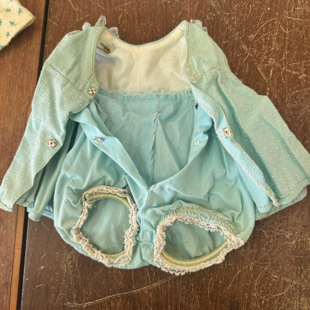 Vintage Doll Clothes Lot Handmade‎ Floral Lace Velvet Dresses Bonnet - Picture 10 of 12